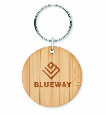 Logo trade business gifts image of: Round bamboo key ring Pieksämäki