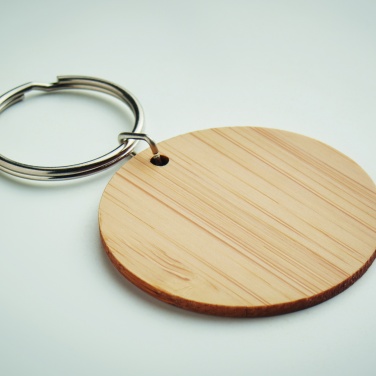 Logo trade business gift photo of: Round bamboo key ring Pieksämäki