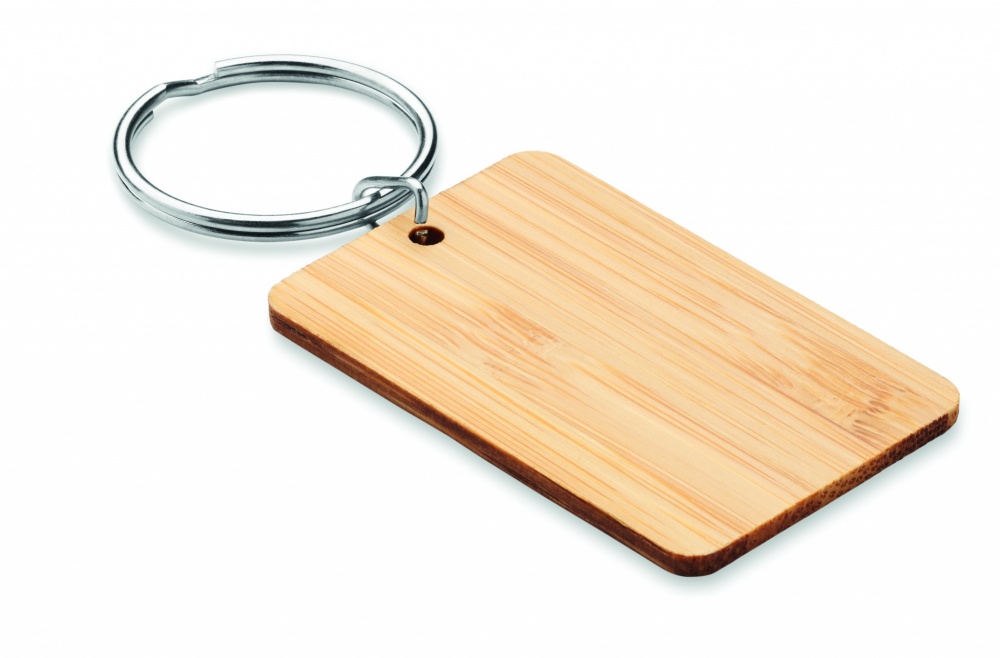 Logo trade corporate gifts image of: Rectangular bamboo key ring Riihimäki