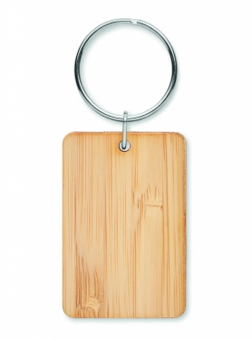 Logo trade advertising product photo of: Rectangular bamboo key ring Riihimäki