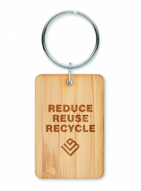 Logo trade advertising products picture of: Rectangular bamboo key ring Riihimäki