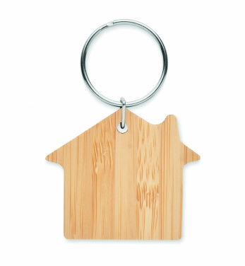 Logo trade promotional gifts picture of: House shaped bamboo key ring Järvenpää