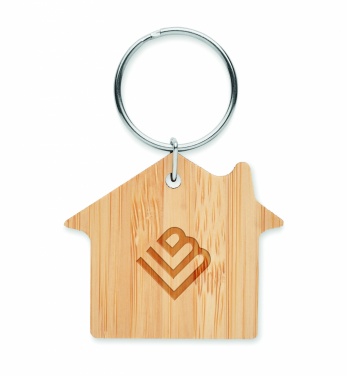 Logotrade promotional gift image of: House shaped bamboo key ring Järvenpää