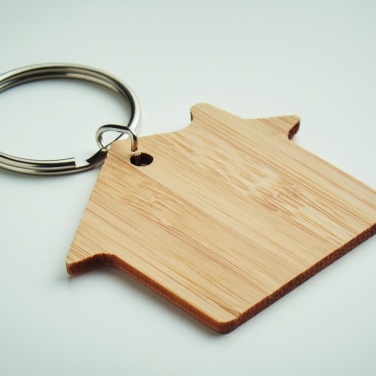 Logo trade promotional giveaways image of: House shaped bamboo key ring Järvenpää