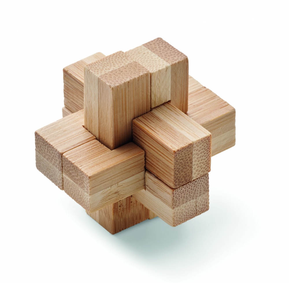 Logo trade promotional giveaways image of: Bamboo brain teaser puzzle