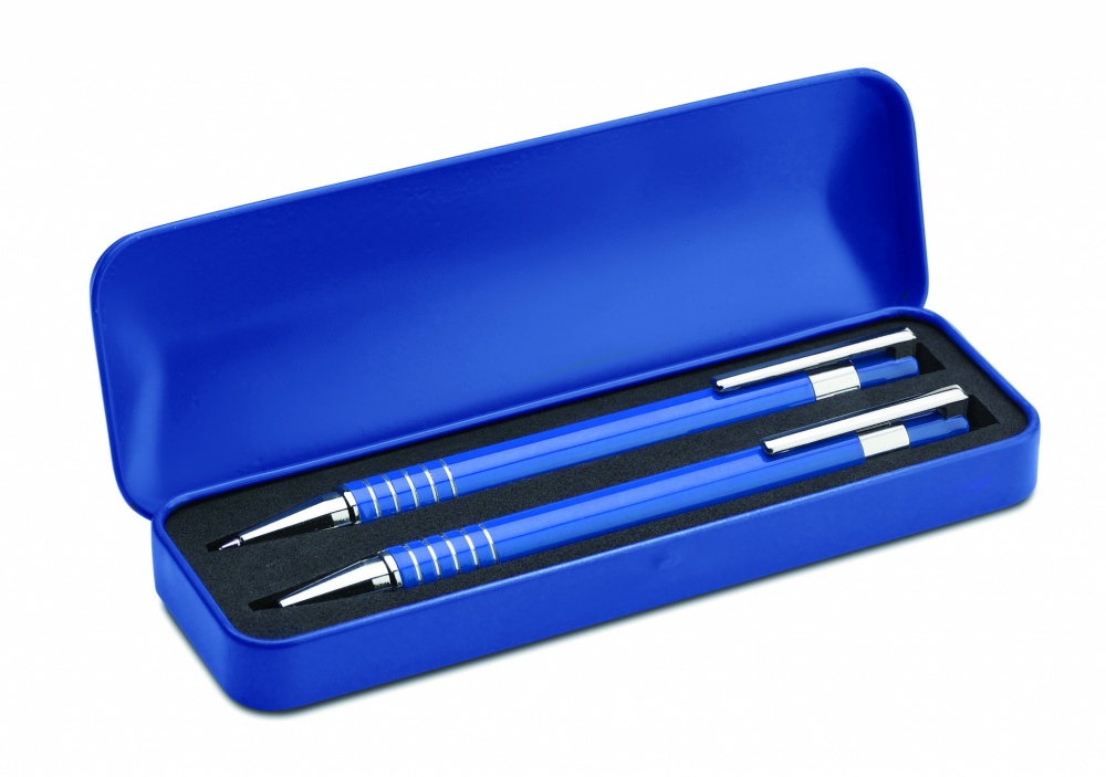 Logo trade business gifts image of: Ball pen set in metal box