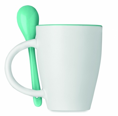 Logotrade promotional product picture of: Bicolour mug with spoon 250 ml