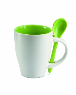 Logo trade promotional merchandise photo of: Bicolour mug with spoon 250 ml