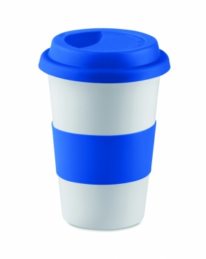 Logo trade promotional merchandise image of: Ceramic mug w/ lid and sleeve