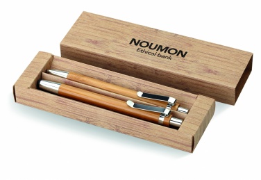 Logo trade promotional product photo of: Bamboo pen and pencil set