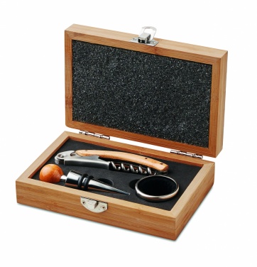 Logo trade promotional item photo of: Wine set in bamboo box