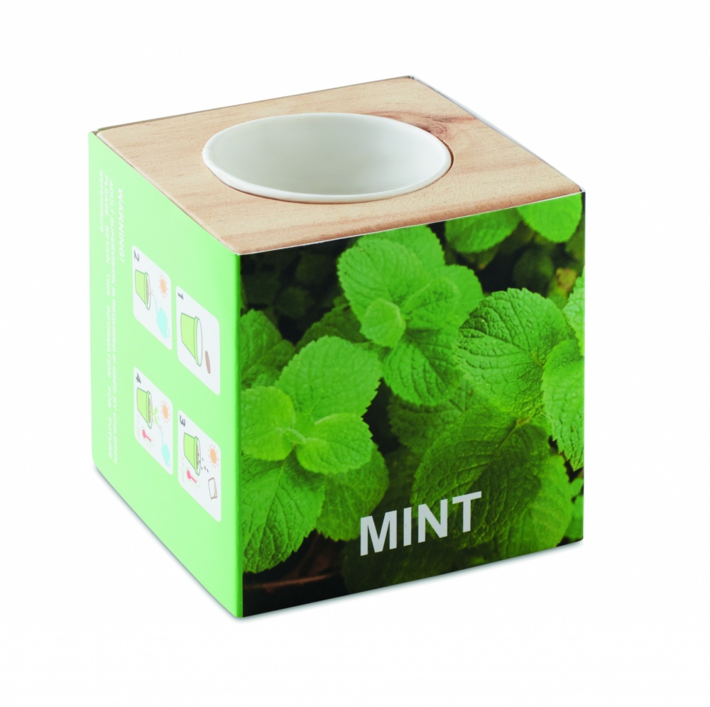 Logo trade promotional giveaway photo of: Herb pot wood "MINT"