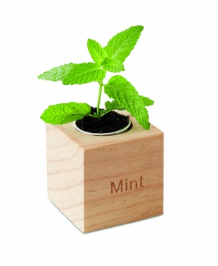 Logotrade promotional products photo of: Herb pot wood "MINT"