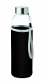 Glass bottle in pouch 500ml, Black