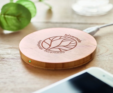 Logo trade corporate gift photo of: Wireless charger bamboo 5W