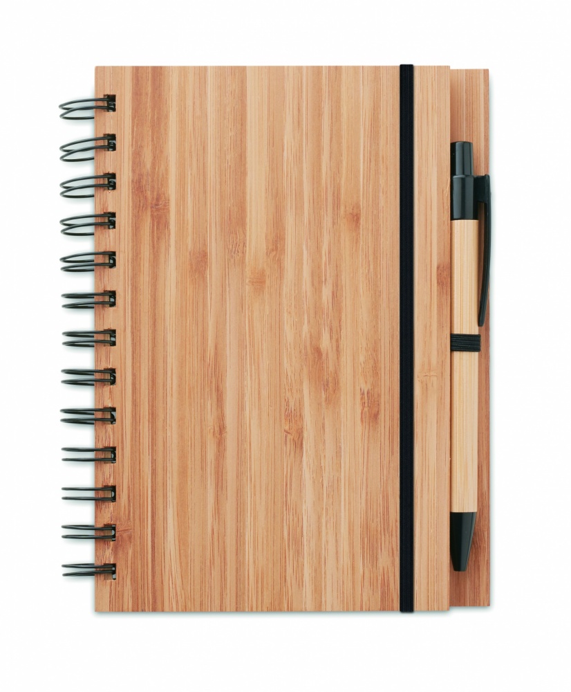 Logo trade promotional items picture of: Bamboo notebook with pen lined BAMBLOC