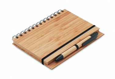 Logo trade promotional merchandise photo of: Bamboo notebook with pen lined BAMBLOC