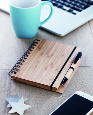 Logo trade promotional product photo of: Bamboo notebook with pen lined