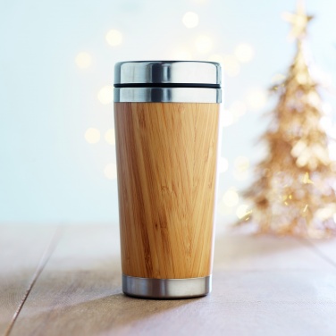 Logo trade promotional product photo of: Double wall bamboo flask 430ml