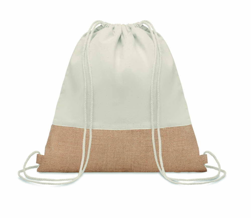 Logo trade promotional giveaways image of: Drawstring bag w/ jute details