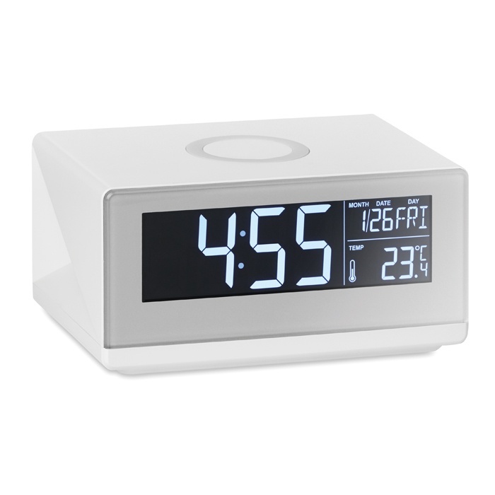 Logo trade corporate gifts picture of: LED clock & wireless charger5W