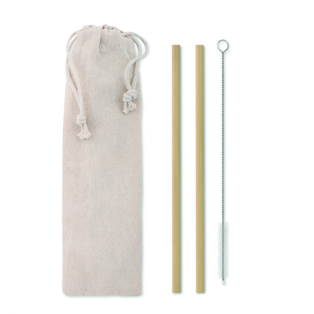 Logo trade promotional gift photo of: Bamboo Straw w/brush in pouch