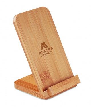 Logo trade advertising products image of: Bamboo wireless charge stand 5W WIRESTAND