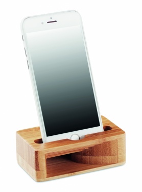 Logo trade promotional giveaways picture of: Bamboo phone stand-amplifier CARACOL