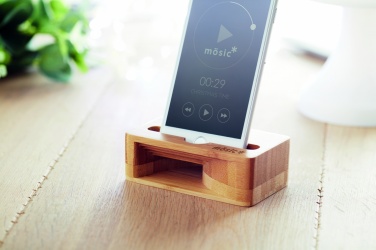 Logo trade promotional gifts picture of: Bamboo phone stand-amplifier