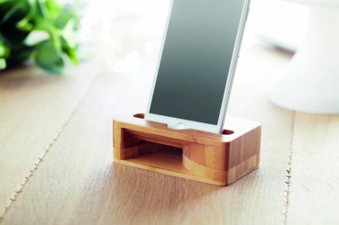 Logo trade corporate gift photo of: Bamboo phone stand-amplifier CARACOL