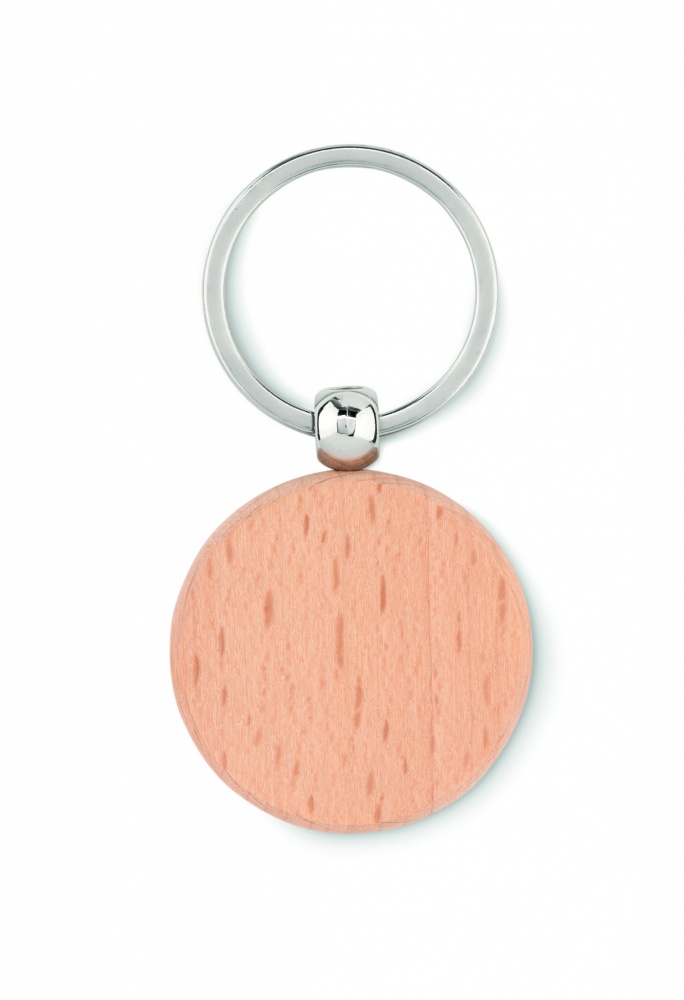 Logo trade promotional merchandise picture of: Round wooden key ring Saldus