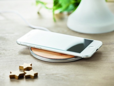 Logo trade promotional merchandise picture of: Bamboo wireless charger 10W DESPAD