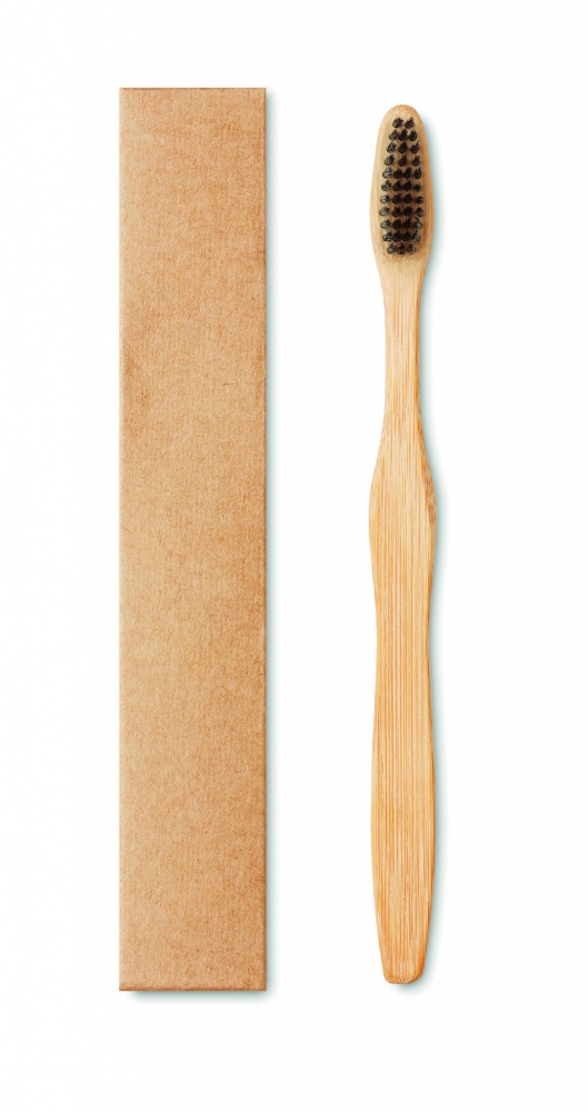 Logo trade promotional giveaways image of: Bamboo toothbrush in Kraft box