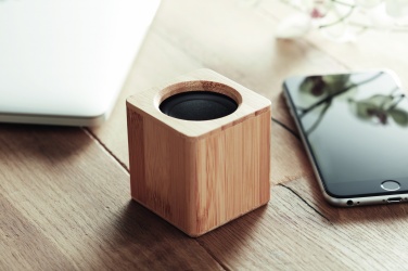 Logo trade promotional merchandise image of: Bamboo wireless speaker