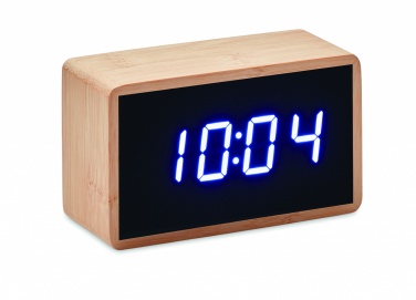 Logotrade promotional giveaway picture of: LED alarm clock bamboo casing Düsseldorf