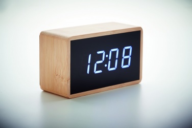 Logotrade promotional giveaways photo of: LED alarm clock bamboo casing Düsseldorf