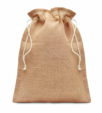 Logo trade promotional merchandise picture of: Small jute gift bag 14 x 22 cm