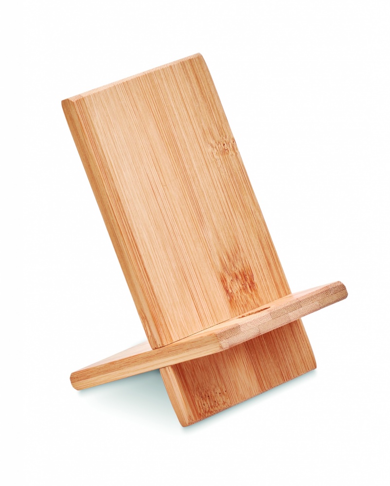 Logo trade promotional merchandise picture of: Bamboo phone stand/ holder WHIPPY