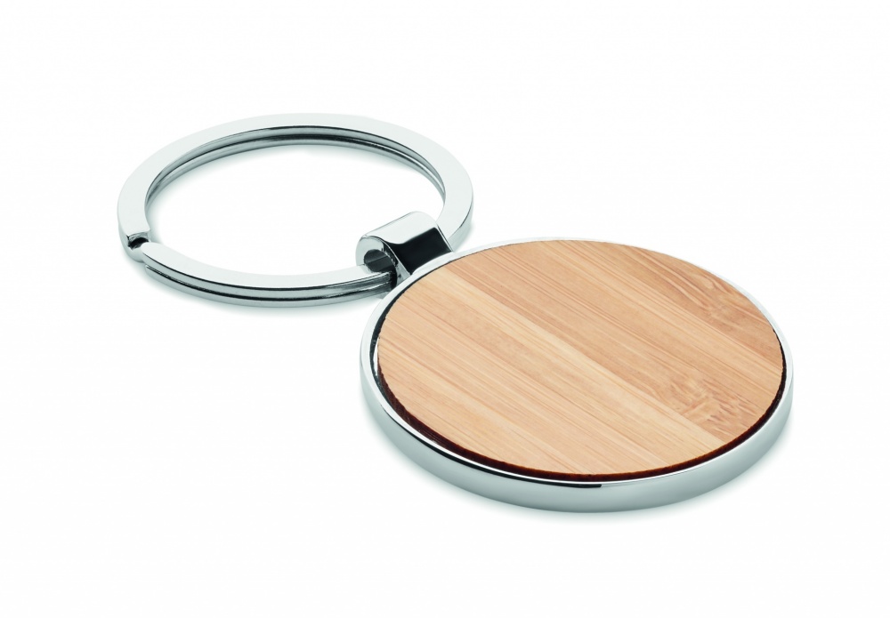 Logotrade promotional product picture of: Round key ring metal bamboo Dobele