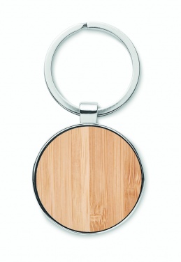 Logo trade advertising products image of: Round key ring metal bamboo Dobele