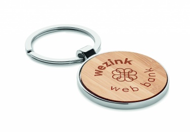 Logo trade business gifts image of: Round key ring metal bamboo