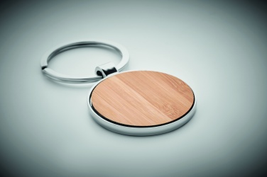 Logotrade corporate gift image of: Round key ring metal bamboo