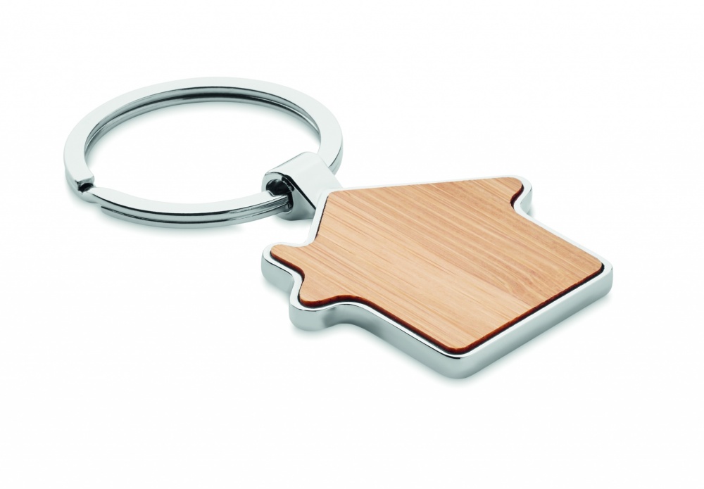 Logo trade promotional items picture of: House key ring metal bamboo