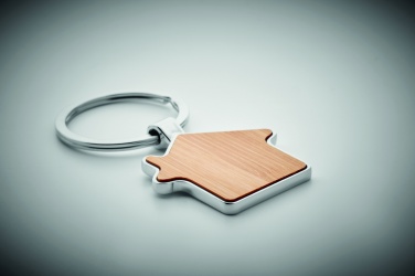 Logo trade business gift photo of: House key ring metal bamboo NORDIC