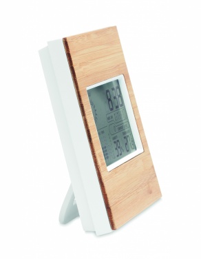 Logo trade promotional product photo of: Weather station bamboo front TURKU