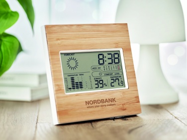 Logotrade promotional item image of: Weather station bamboo front TURKU