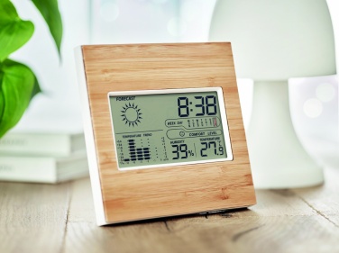 Logo trade promotional merchandise picture of: Weather station bamboo front TURKU