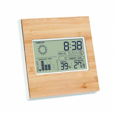 Logo trade corporate gift photo of: Weather station bamboo front TURKU