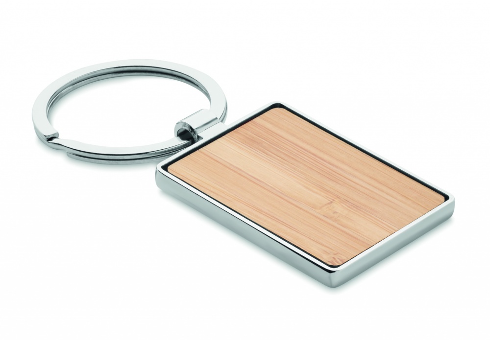 Logo trade promotional products picture of: Rectangular key ring bamboo WEST