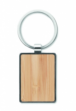 Logo trade promotional merchandise photo of: Rectangular key ring bamboo WEST